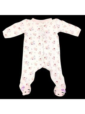 Baby Girls Little Wonders Ballet Kitty Cat Zip Front Footed Sleeper 3-6 M Cotton